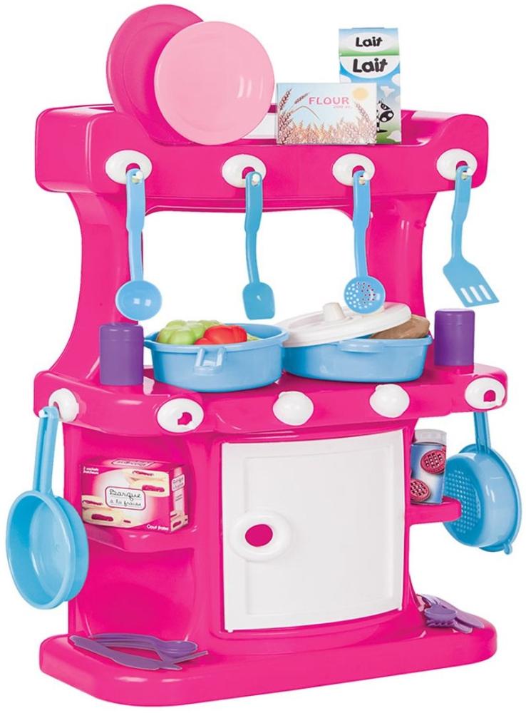 Pilsan Kinderküche in pink 57 cm 03335 mit Spielzeuggeschirr, Spiellebensmittel Bild 1