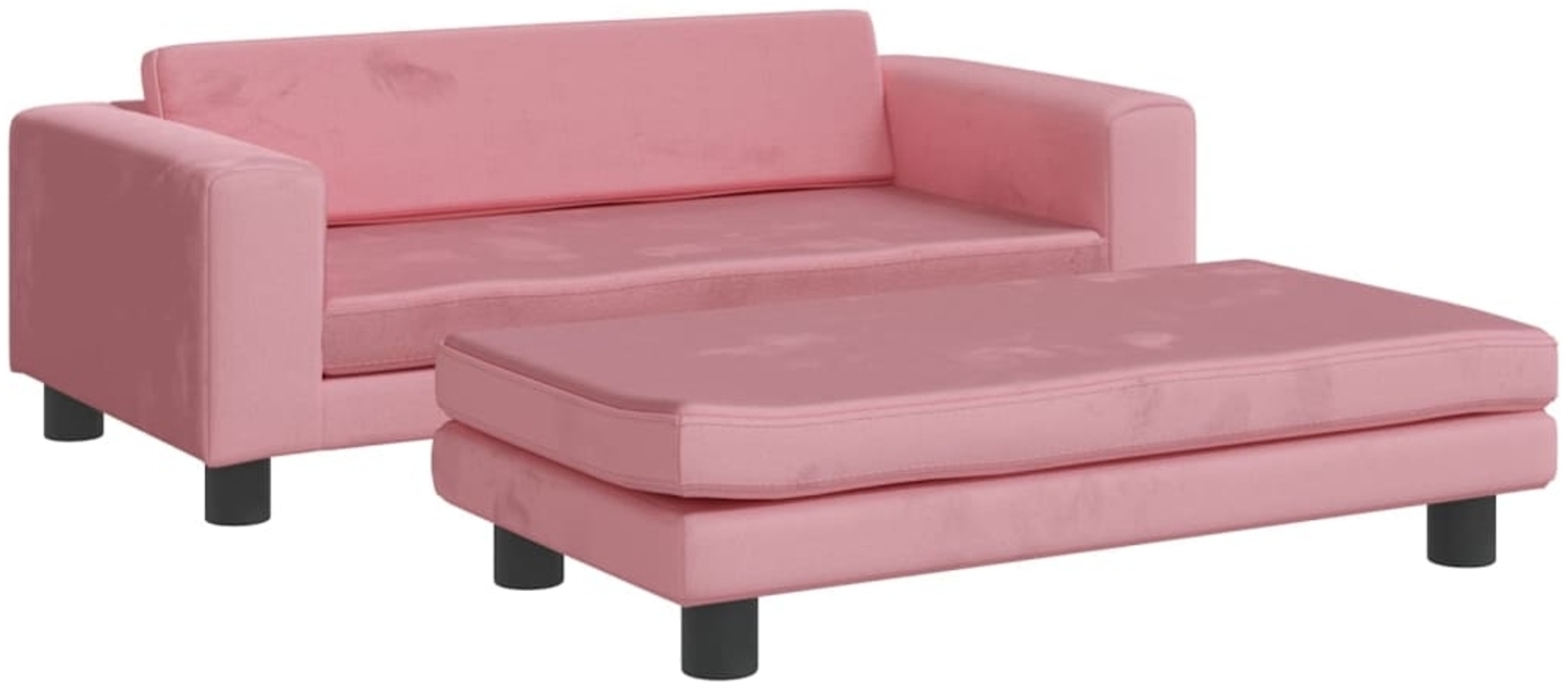 vidaXL Kindersofa mit Hocker Rosa 100x50x30 cm Samt 3196410 Bild 1