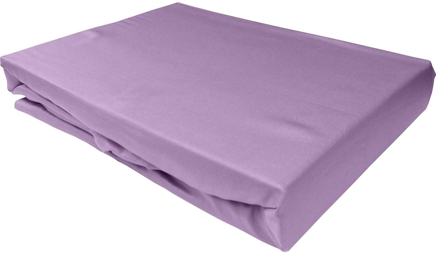 Bettwaesche-mit-Stil Mako-Satin Spannbettlaken flieder rosa 120x200cm Höhe 5-10cm Bild 1