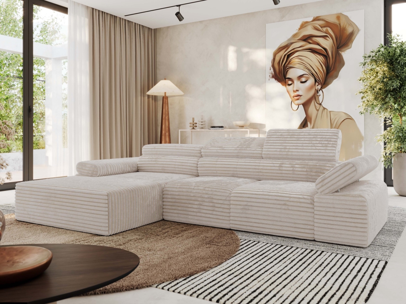 Ecksofa mit Relax-funktion, Elektrisch verstellbarer Sitz, L-förmige Ecke mit Armlehnen, Wellenfeder - RILASSO - linke Seite Bild 1