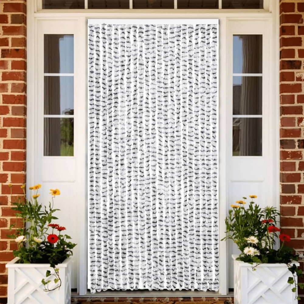 vidaXL Fliegenvorhang Hellgrau und Dunkelgrau 90x200 cm Chenille 377396 Bild 1