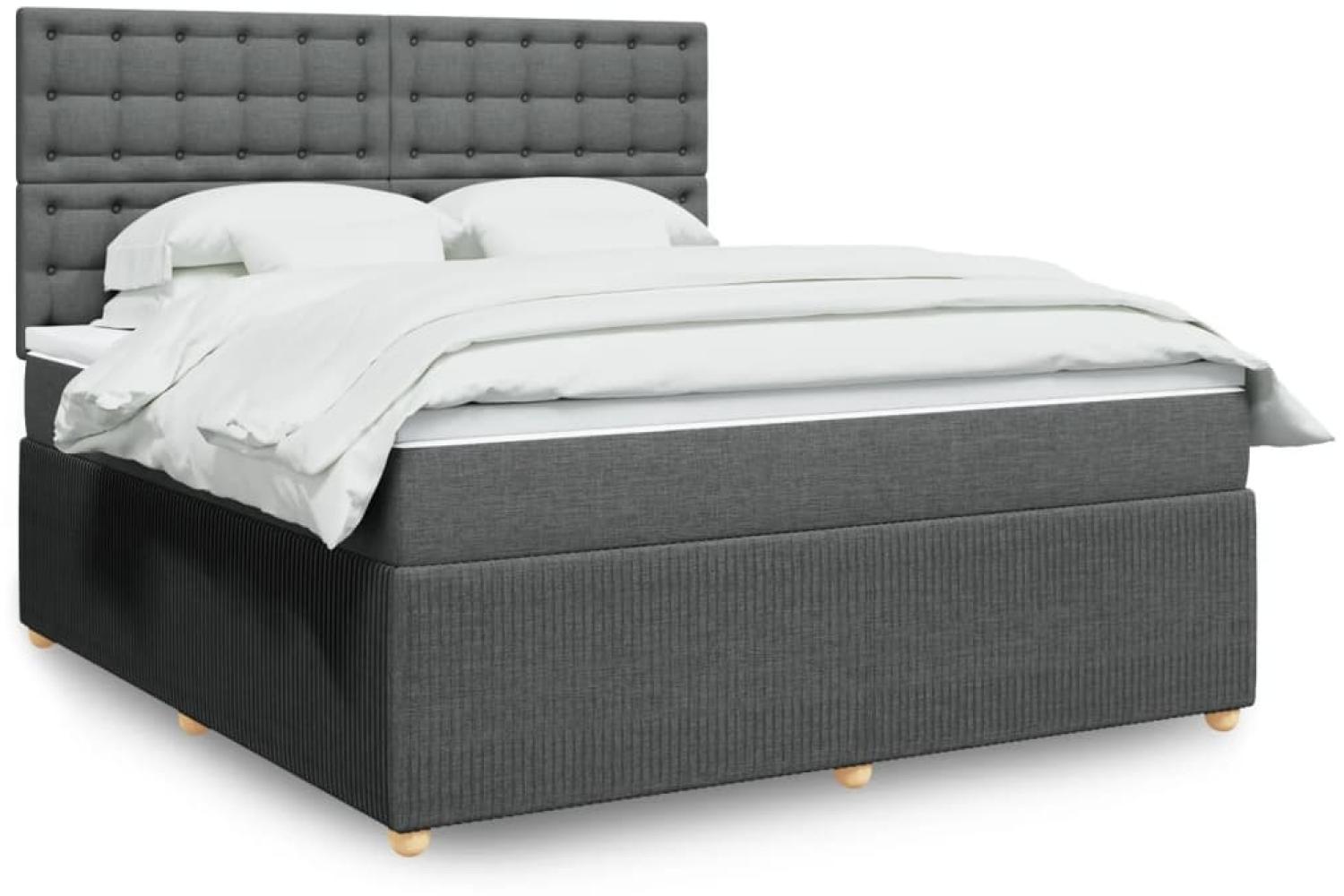 vidaXL Boxspringbett mit Matratze Dunkelgrau 180x200 cm Stoff 3294450 Bild 1