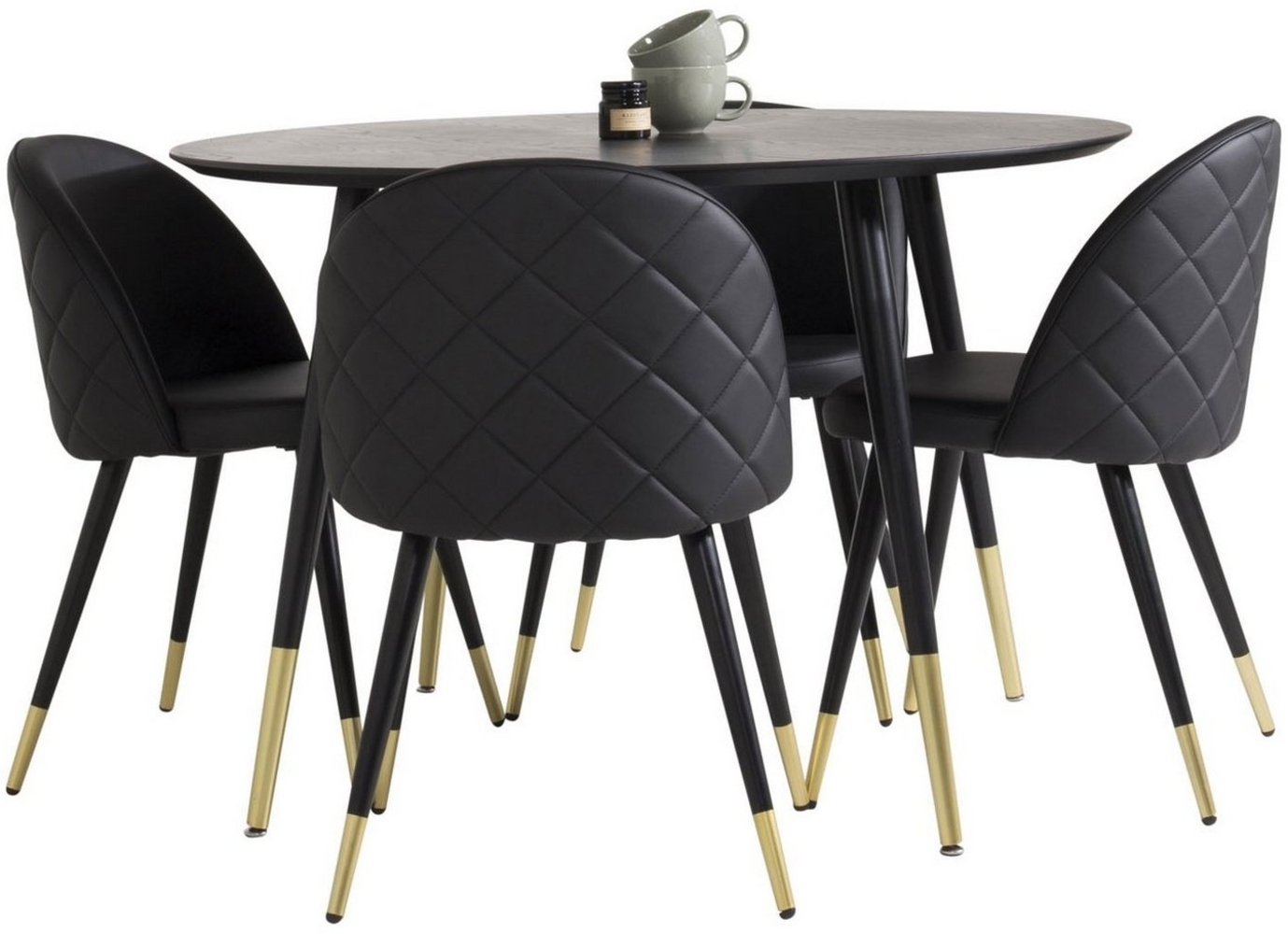 ebuy24 Essgruppe DippØ115BLBR Essgruppe Esstisch schwarz und 4 Velv, (5-tlg) Bild 1