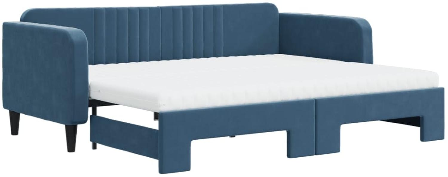 vidaXL Tagesbett Ausziehbar mit Matratzen Blau 90x200 cm Samt 3197086 Bild 1