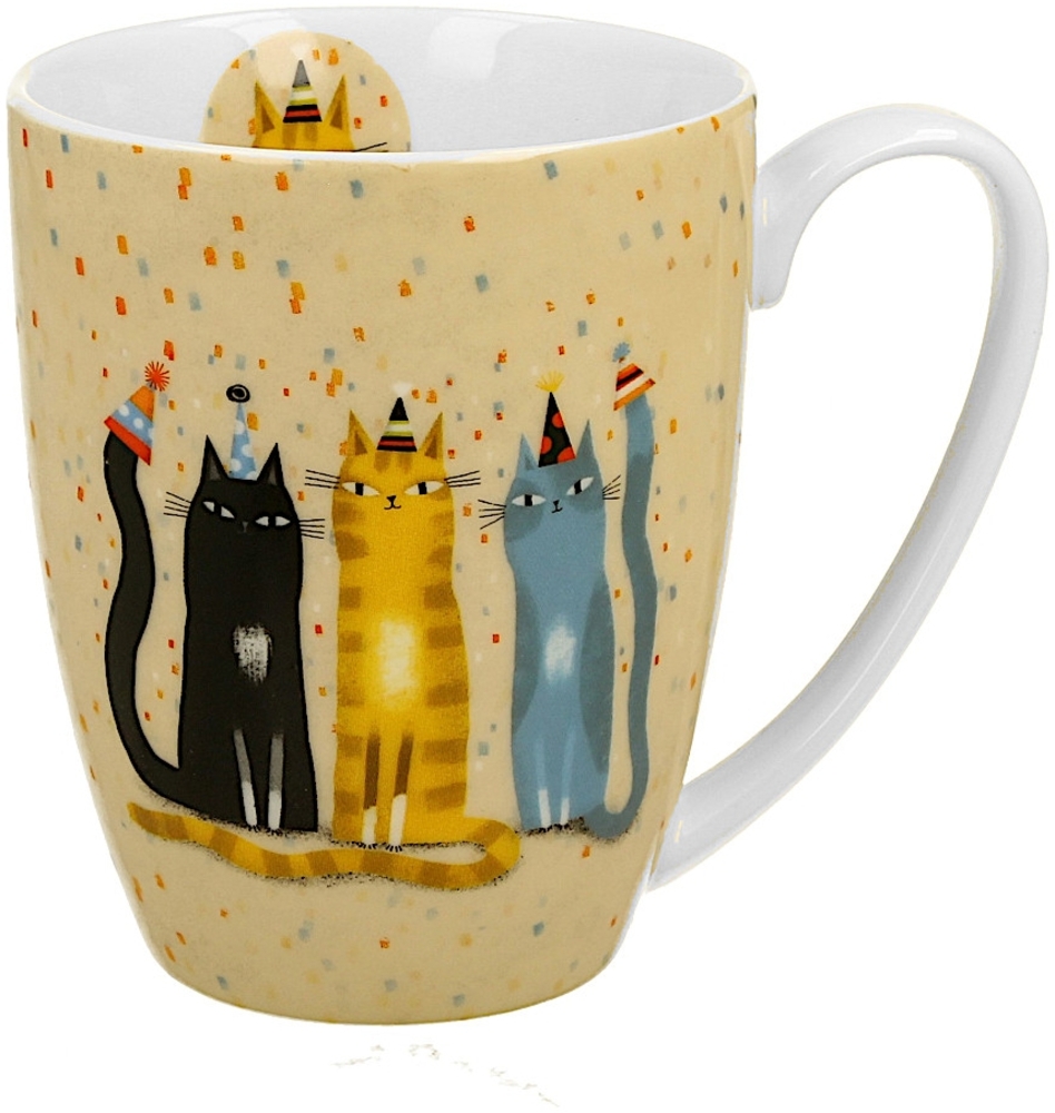 DUO ANIMALS Becher 360 ml CAT'S WORLD - PARTY in Tragetasche, New Bone China Porzellan Bild 1