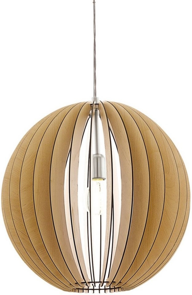 Eglo 94765 Hängeleuchte Holzstaboptik COSSANO nickel-matt, Holz ahorn E27 max. 1X40W Ø50cm H:150cm dimmbar Bild 1