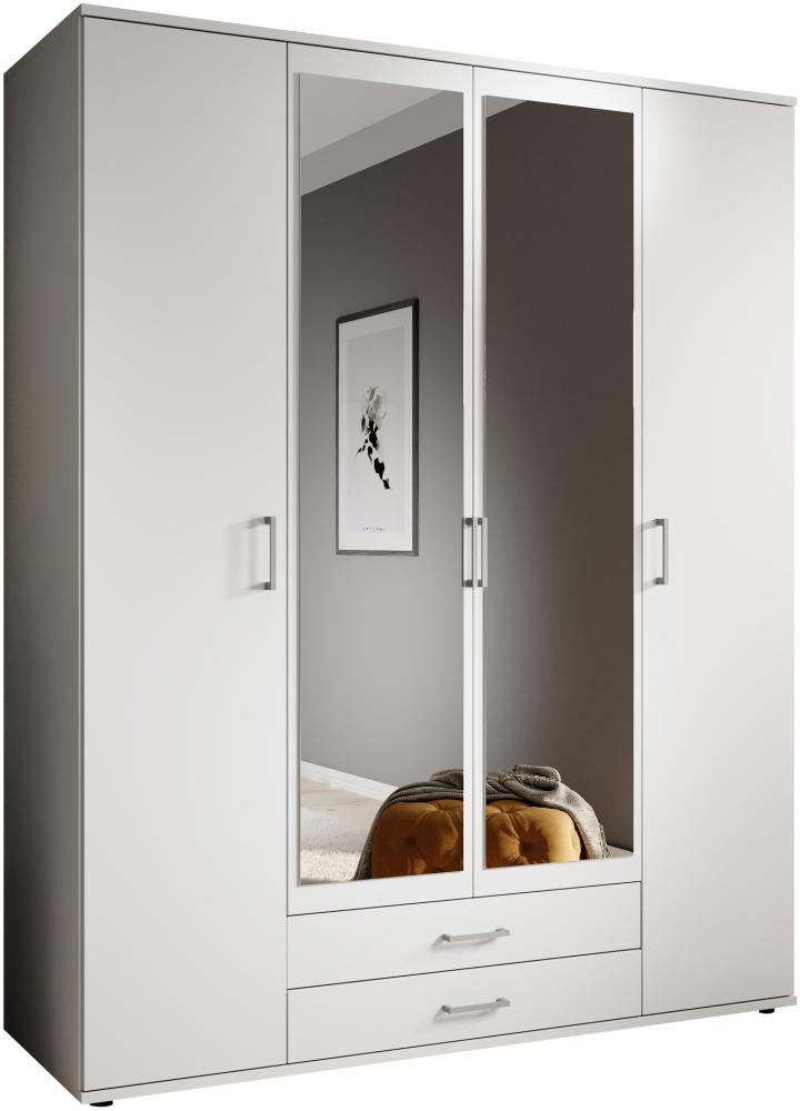 Kleiderschrank >Karl< in Weiß / Spiegel - 159x196x54cm (BxHxT) Bild 1