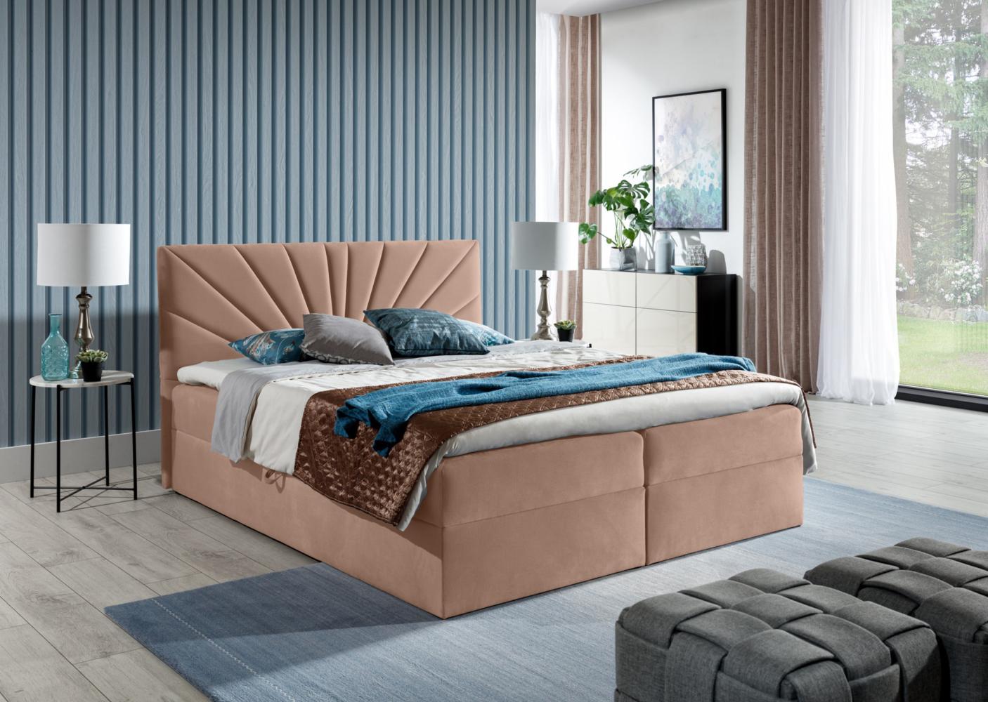 99rooms Zenturio Boxspringbett 120 x 200 cm Velours ROYAL VELVET Dunkelrosa Bild 1