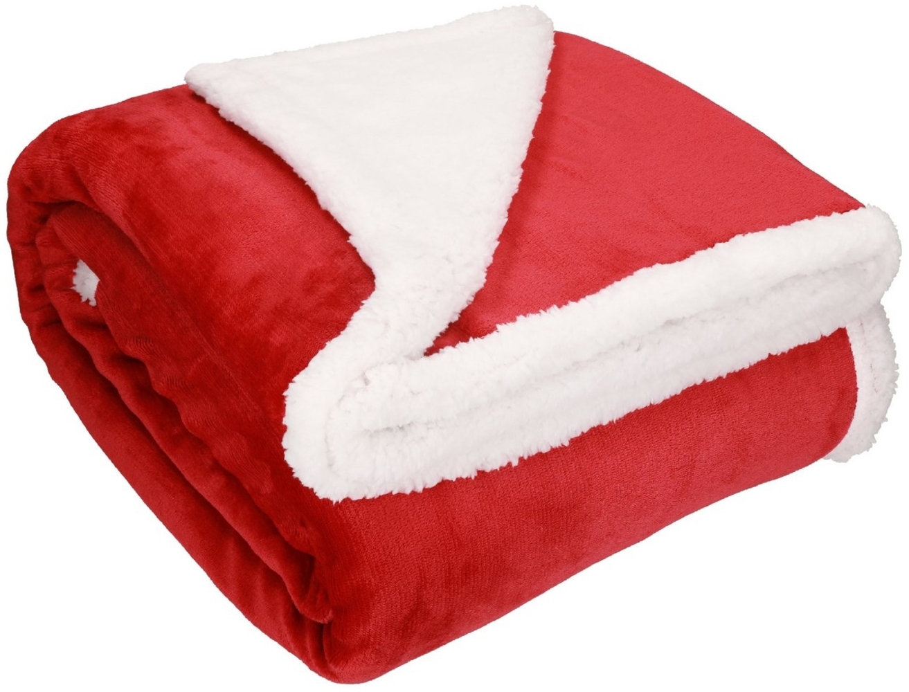 Betz Luxus Flanell Kuscheldecke Wohndecke XXL Verona Sherpa Größe 150x200 cm Farbe rot Bild 1