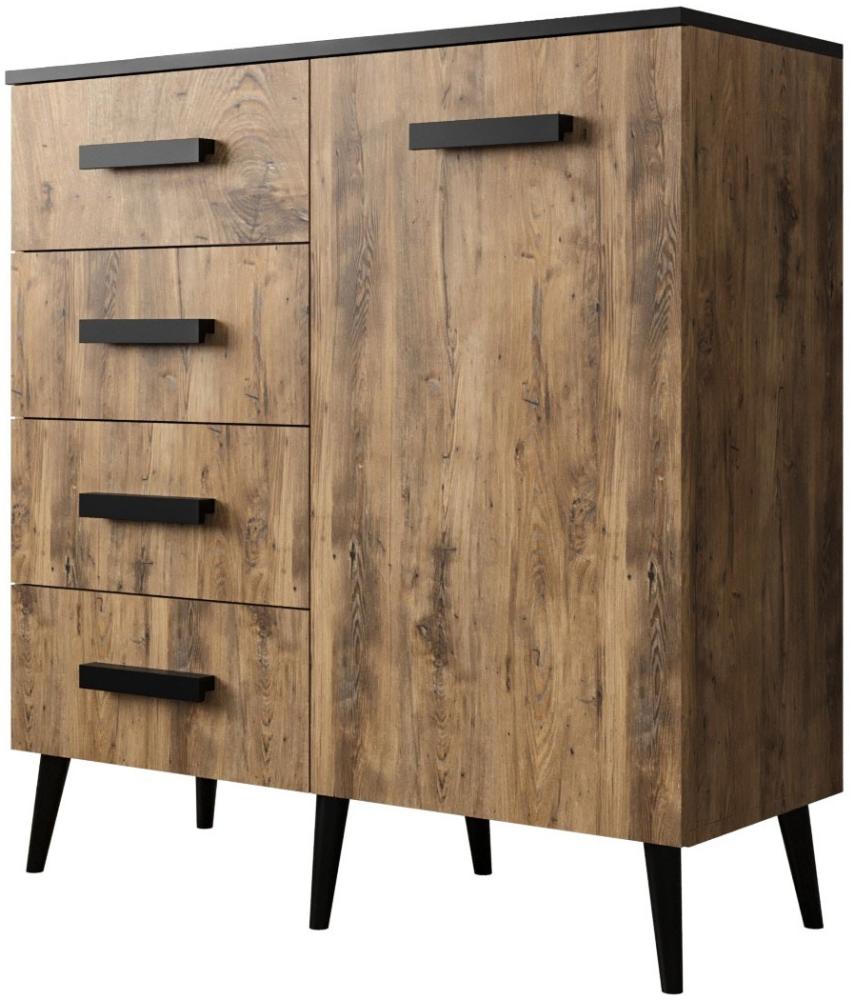 Kommode Galicja Sideboard 100x40x106cm Kastanie Breslau schwarz matt Bild 1