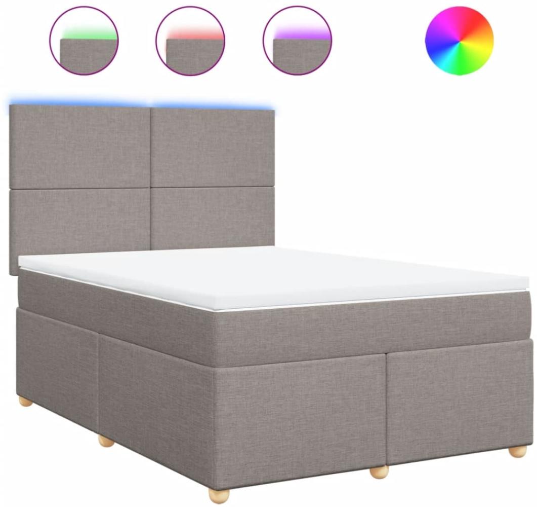 vidaXL Boxspringbett mit Matratze Taupe 160x200 cm Stoff 3293628 Bild 1
