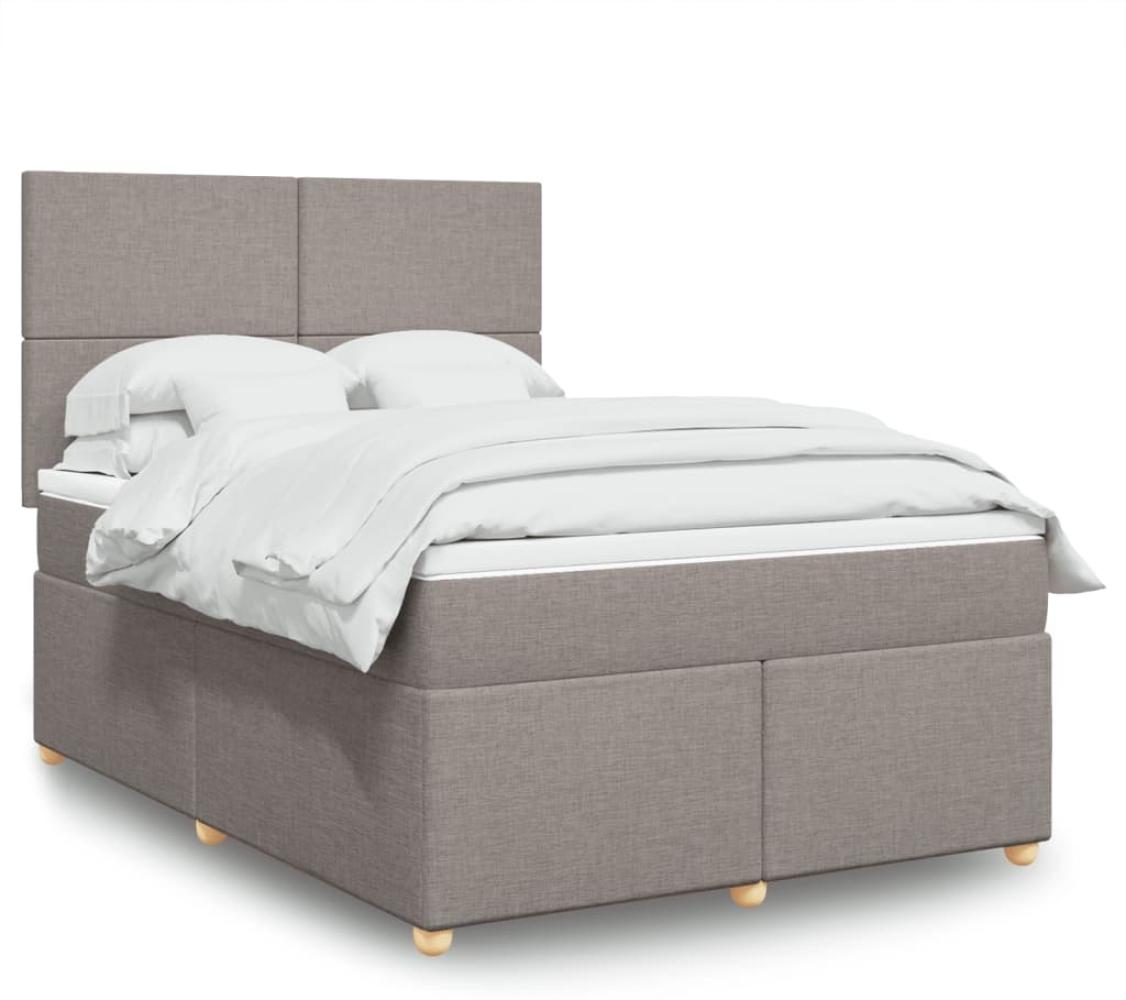 vidaXL Boxspringbett mit Matratze Taupe 160x200 cm Stoff 3293628 Bild 1