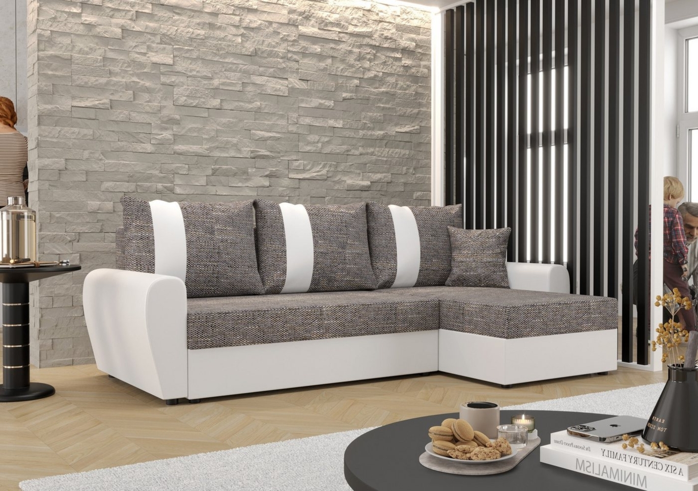 ALTDECOR Ecksofa DAVIS, Couch mit Schlaffunktion, Stauraum Wohnlandschaft Funktionsecke, Corner Sofa Bett Eckcouch Couch L-Form Schlafcouch Ausziehbar Bild 1