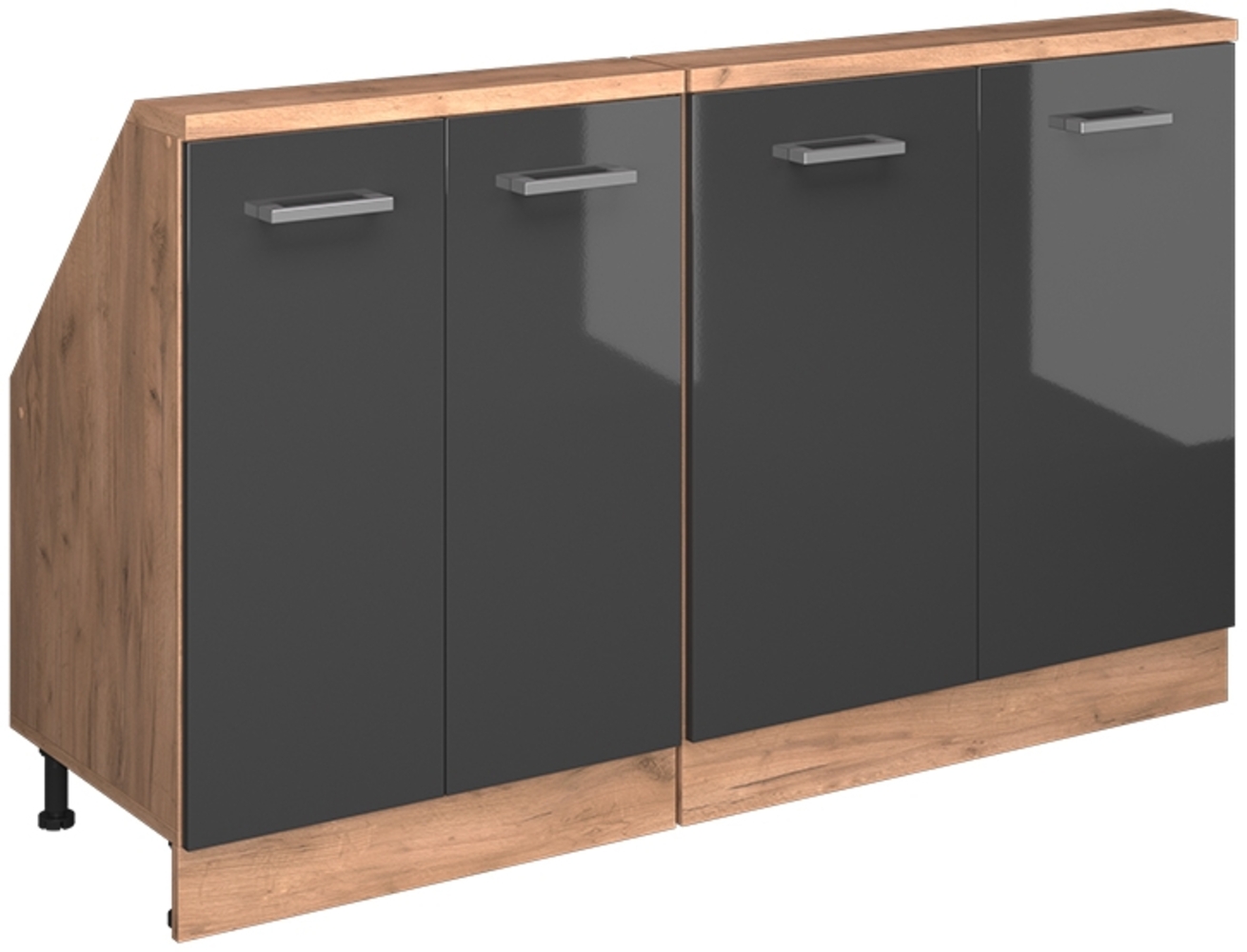 Dachschrägenschrank-Set Rion Anthrazit Hochglanz/Goldkraft Eiche 2er Set Vicco Bild 1