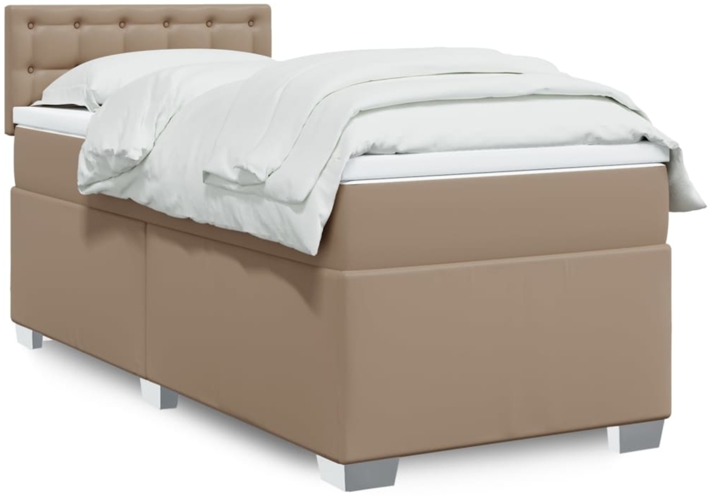 vidaXL Boxspringbett mit Matratze Cappuccino-Braun 90x190cm Kunstleder 3286103 Bild 1