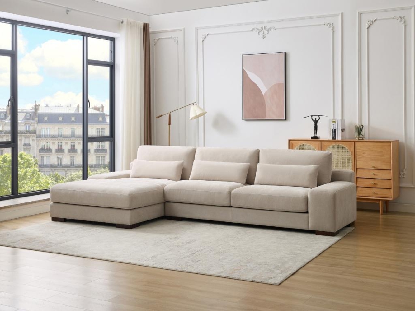 Vente-unique - Ecksofa - Ecke links - Stoff - Beige - STRALAO Bild 1