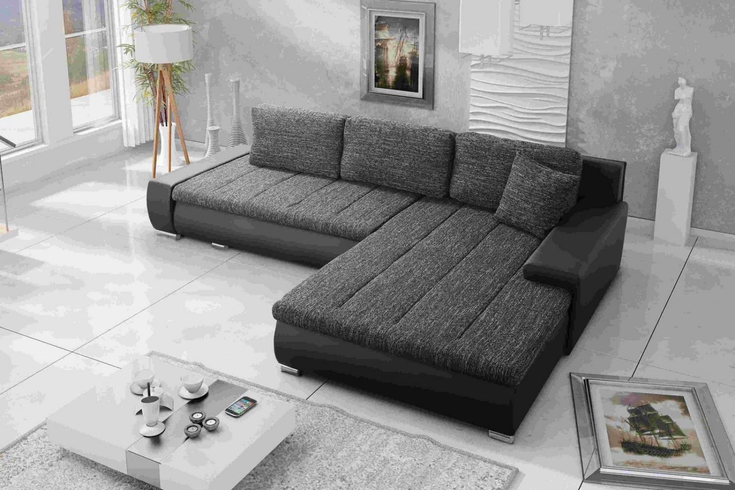 Furnix Ecksofa TOMMASO Sofa Schlaffunktion mit Bettkasten Kissen Couch, 297x85x210 cm Bild 1