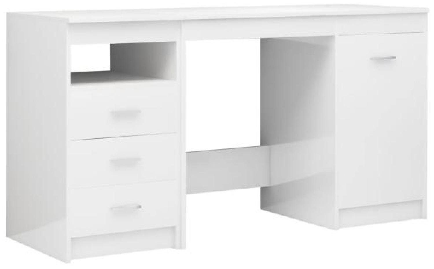 vidaXL Schreibtisch Hochglanz-Weiß 140x50x76 cm Holzwerkstoff 3054786 Bild 1