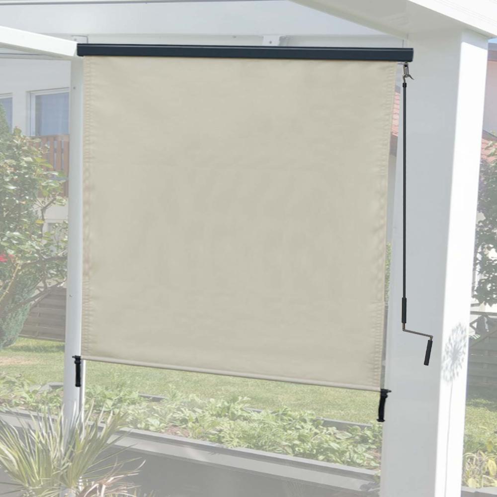 Vertikalmarkise HWC-F42, Senkrechtmarkise Sichtschutz Außenrollo Rollo, UV-Schutz 50 Stoff ~ 250x180cm, creme-beige Bild 1