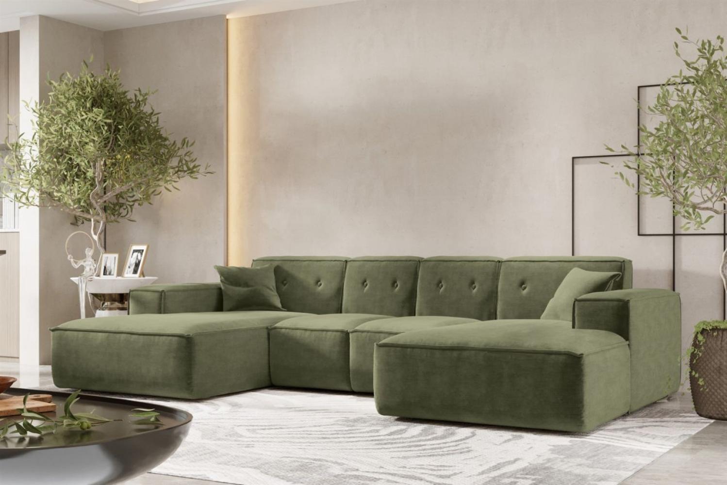 Wohnlandschaft Sofa U-Form CESINA XS in Stoff Perfect Harmony Waldgrün Bild 1