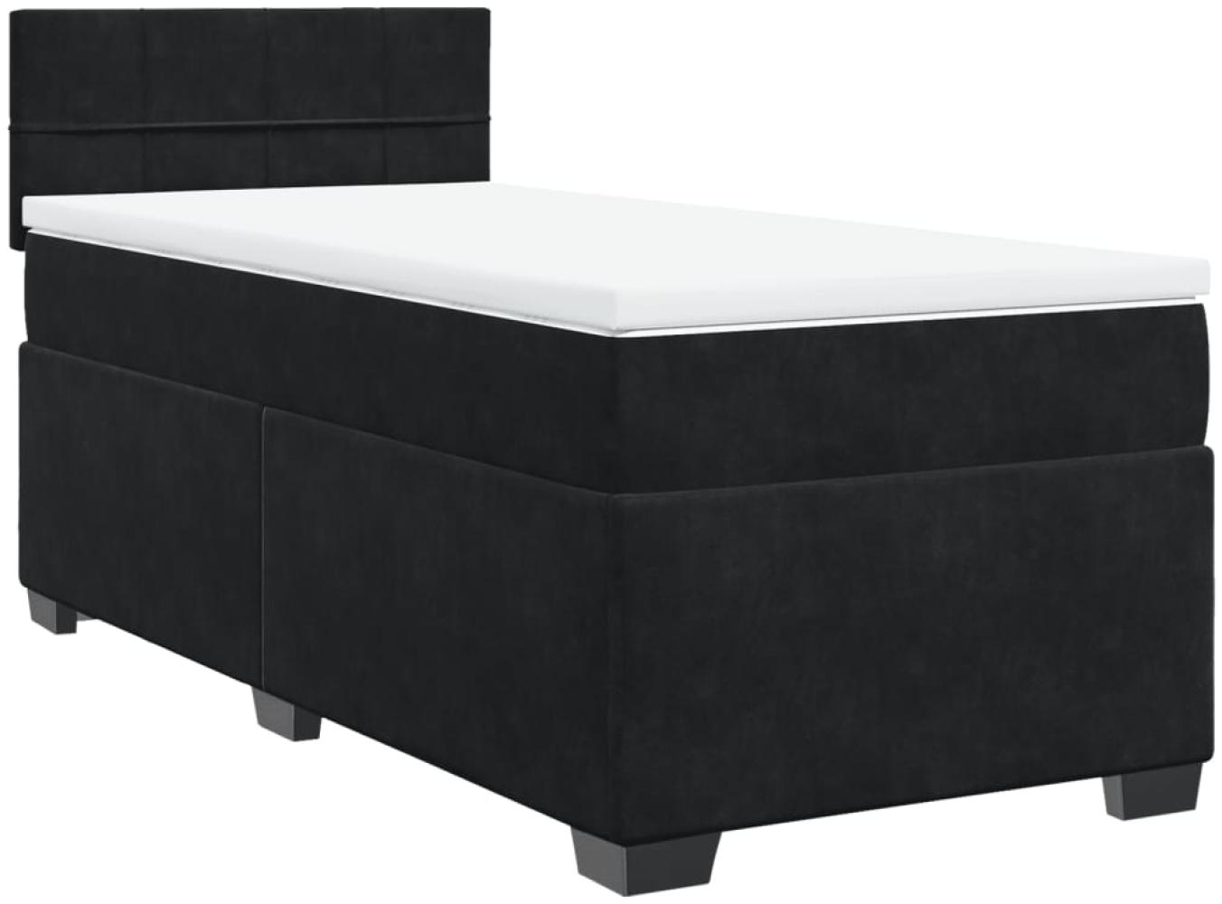 vidaXL Boxspringbett mit Matratze Schwarz 90x190 cm Samt 3286200 Bild 1