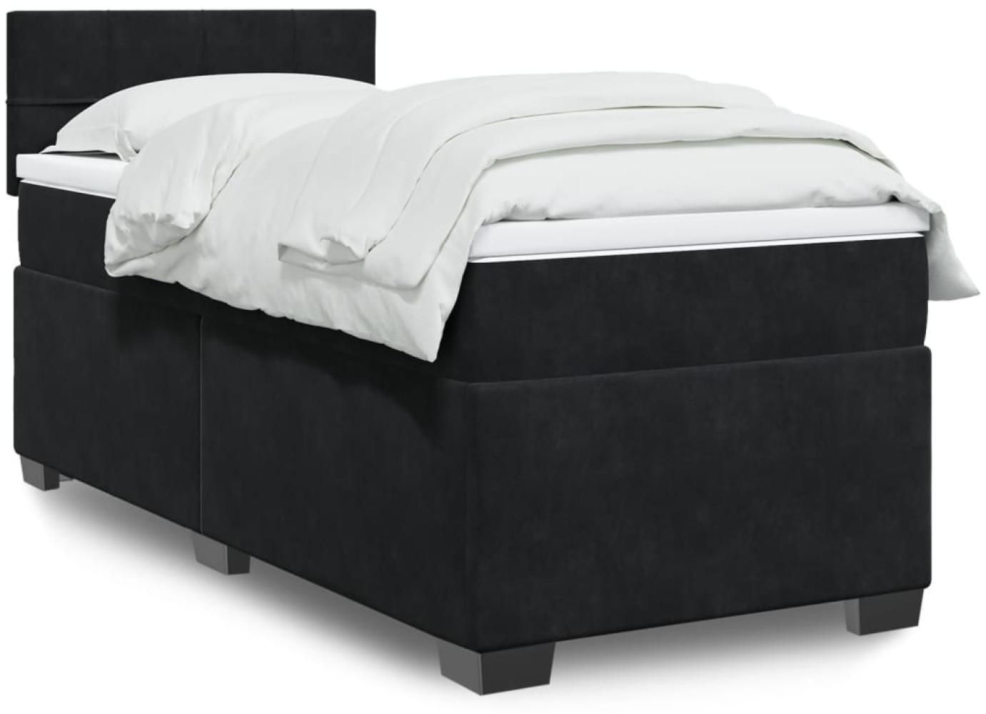 vidaXL Boxspringbett mit Matratze Schwarz 90x190 cm Samt 3286200 Bild 1