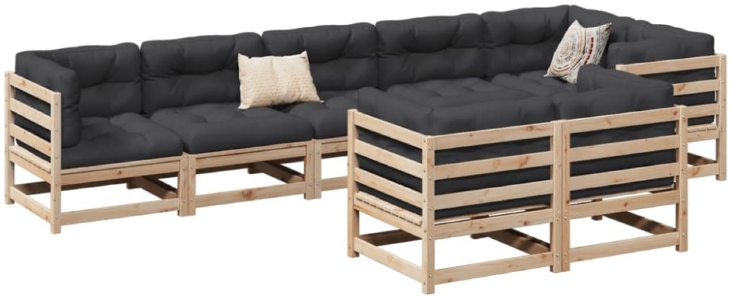 vidaXL 8-tlg. Garten-Sofagarnitur mit Kissen Massivholz Kiefer 3299504 Bild 1