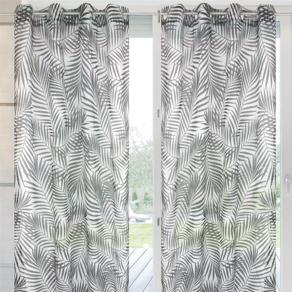 Arsvita 2er Pack Gardine (Black&White) Voile mit Ösen 140x245cm Ösenvorhang für zu Hause, transparente und moderne Fensterdekoration Bild 1