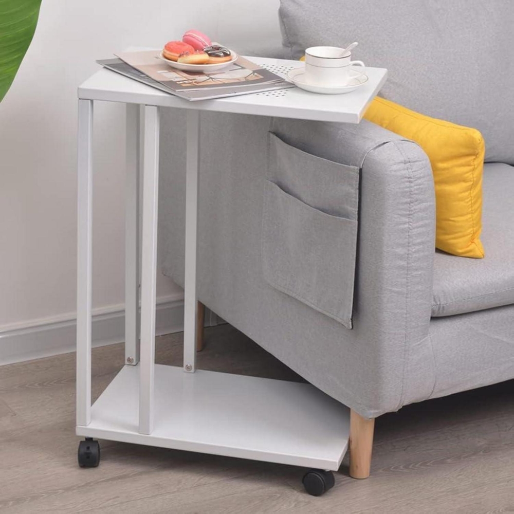 C-förmiger Beistelltisch mobil, kleiner Sofa-Couchtisch mit Rädern Bild 1