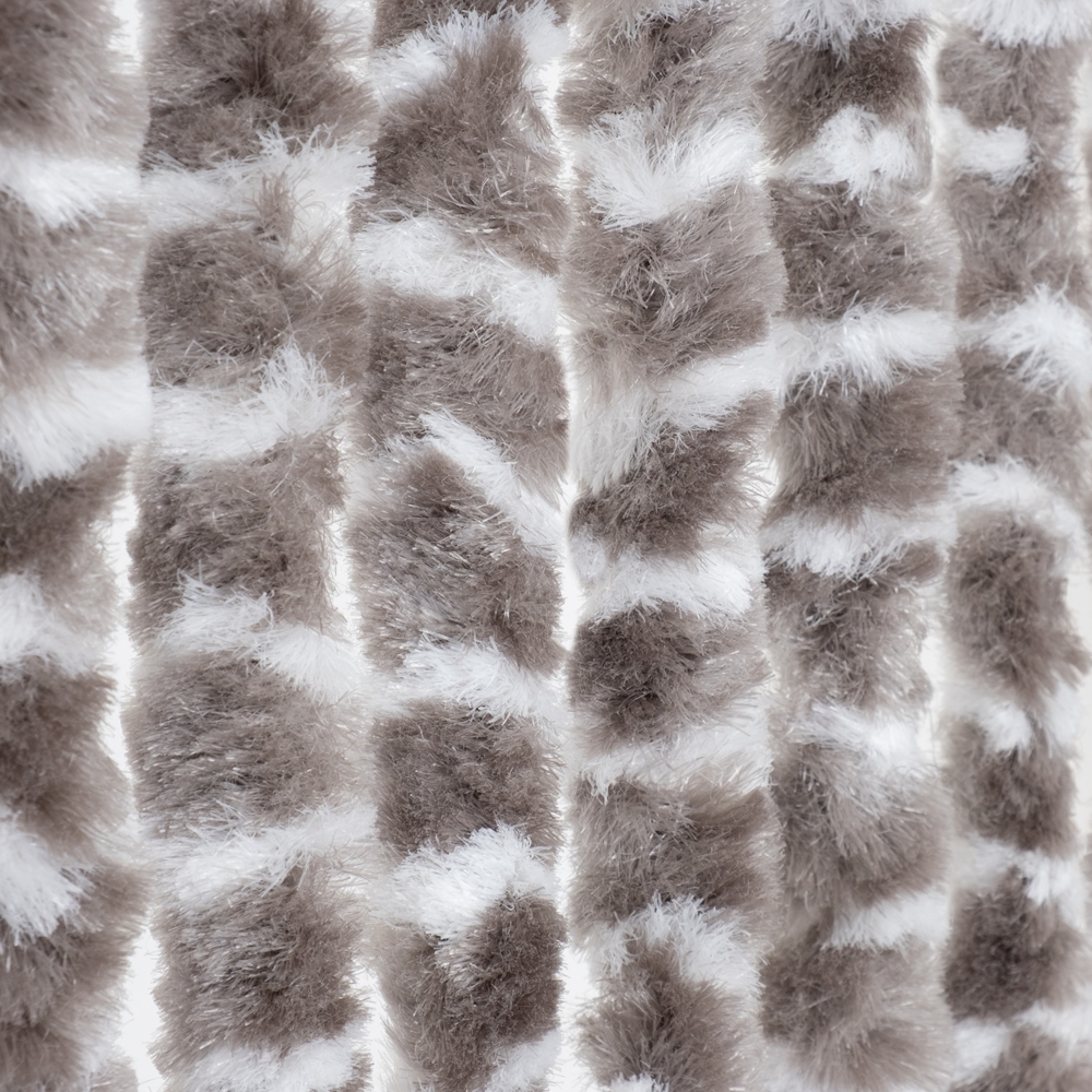 Moritz Flauschvorhang aus Chenille 90 x 200 cm taupe weiß gesteift Türvorhang als Fliegenschutz Insektenschutz für Camping Wohnwagen Bild 1