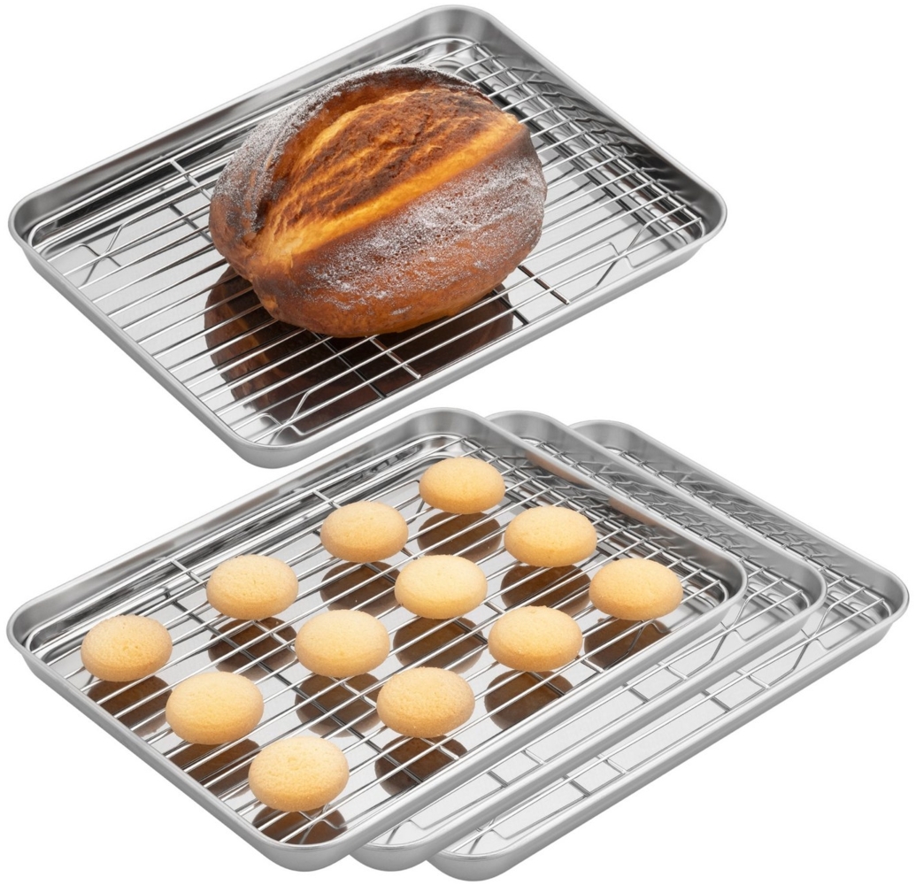 Navaris Brotbackform Edelstahl Backblech Set - Backblech mit Deckel - Auflaufform, (4-tlg) Bild 1