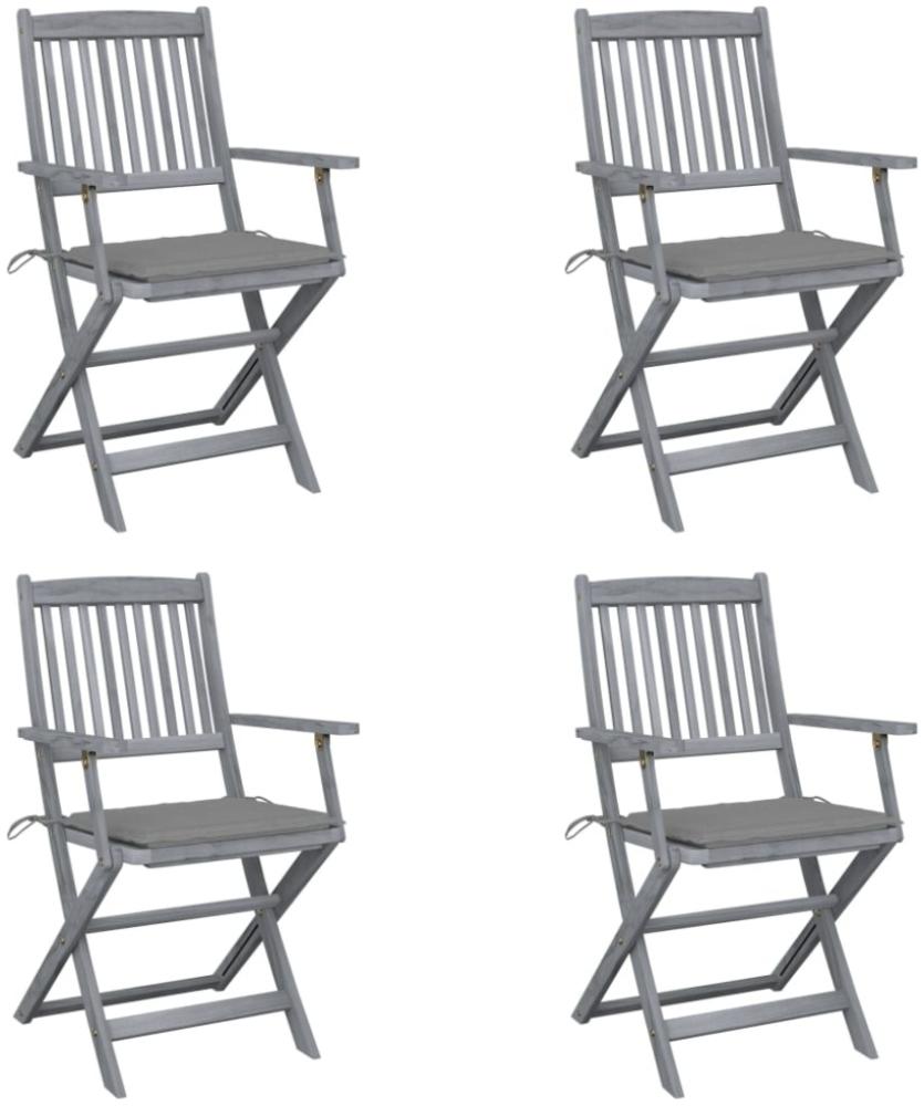 vidaXL Klappbare Gartenstühle 4 Stk. mit Sitzkissen Massivholz Akazie 3064510 Bild 1