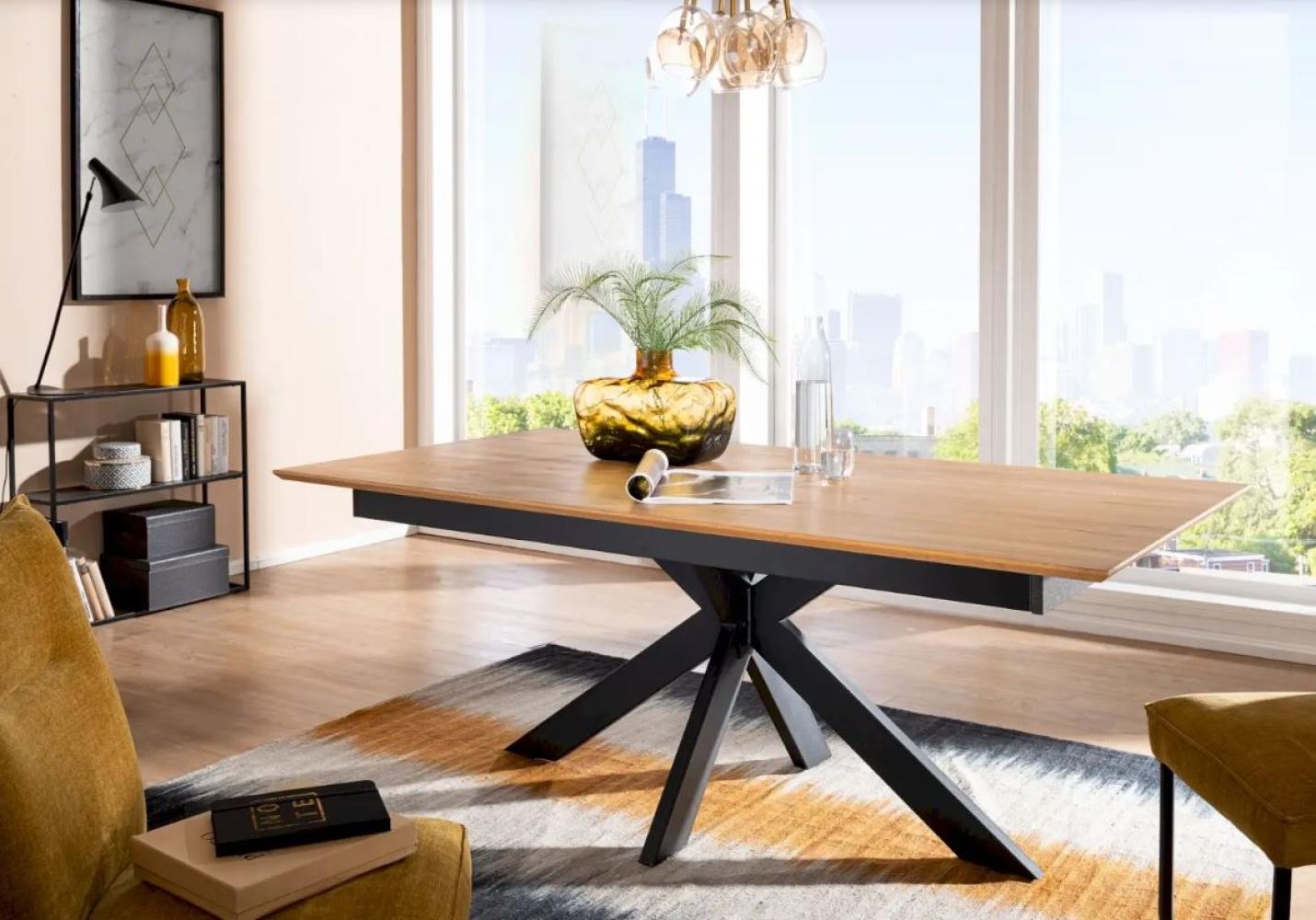 Ausziehtisch 200(285)x100cm "Hamburg" Wildeiche & Metall schwarz TI-0595 Bild 1