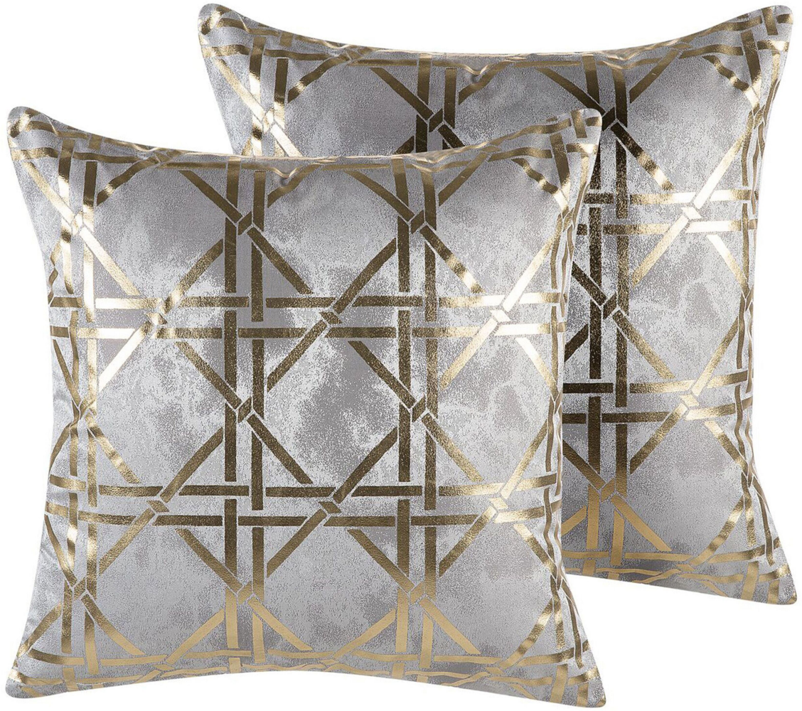 2er Set Dekokissen CASSIA grau gold 45 x 45 cm Bild 1