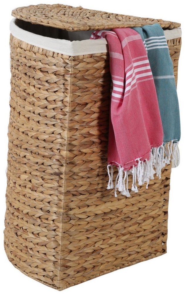 Casa Moro Wäschekorb Eckwäschekorb mit Deckel & Wäschesack aus Seegras geflochten (Boho Chic Flechtkorb Aufbewahrung Textilien Kleidung), Aufbewahrungskorb Wäschesammler Viona L IN720 Bild 1