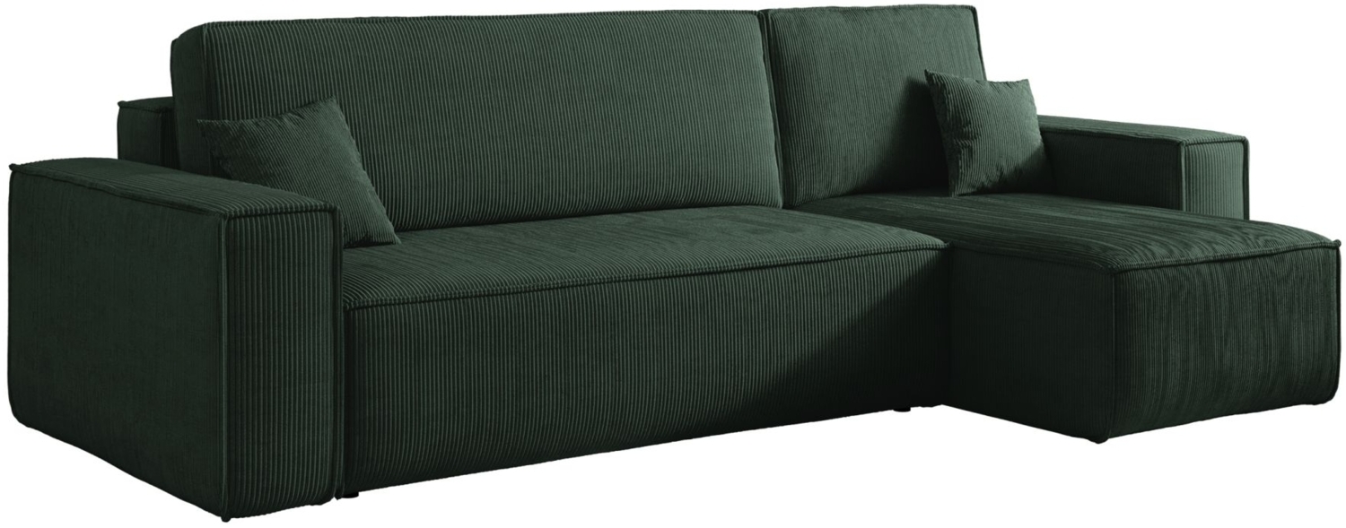 Selsey 'Scarlo' Ecksofa mit Schlaffunktion, Stauraum und Cordbezug, dunkelgrün, 83 x 244 x 145 cm Bild 1