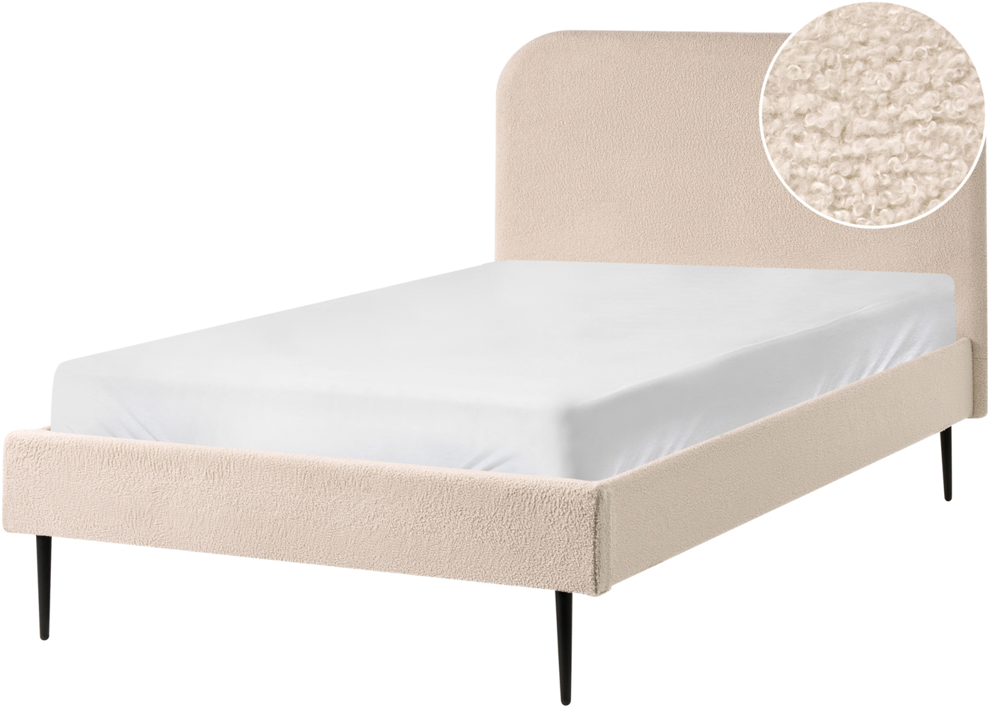 Bett mit Lattenrost Bouclé FLAYAT 120 x 200 cm Hellbeige Bild 1