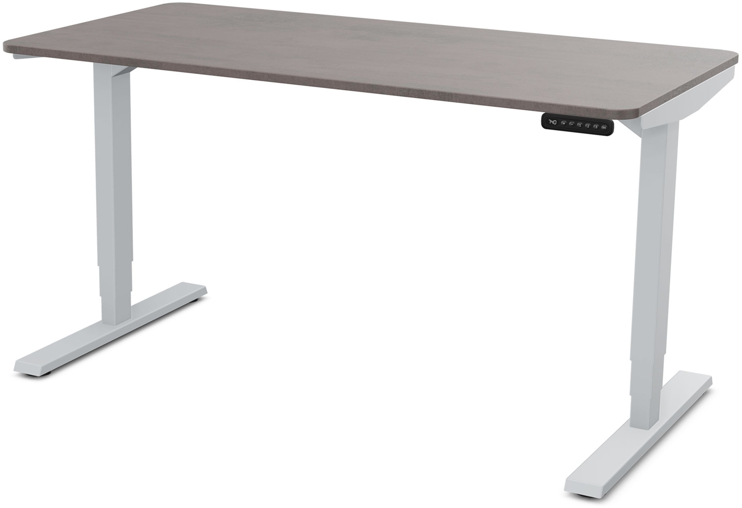 ASSMANN Elektrisch höhenverstellbarer Schreibtisch Y-Line Curved 160x70 cm Sichtbeton Anthrazit Weißaluminium Metall Holz Bild 1