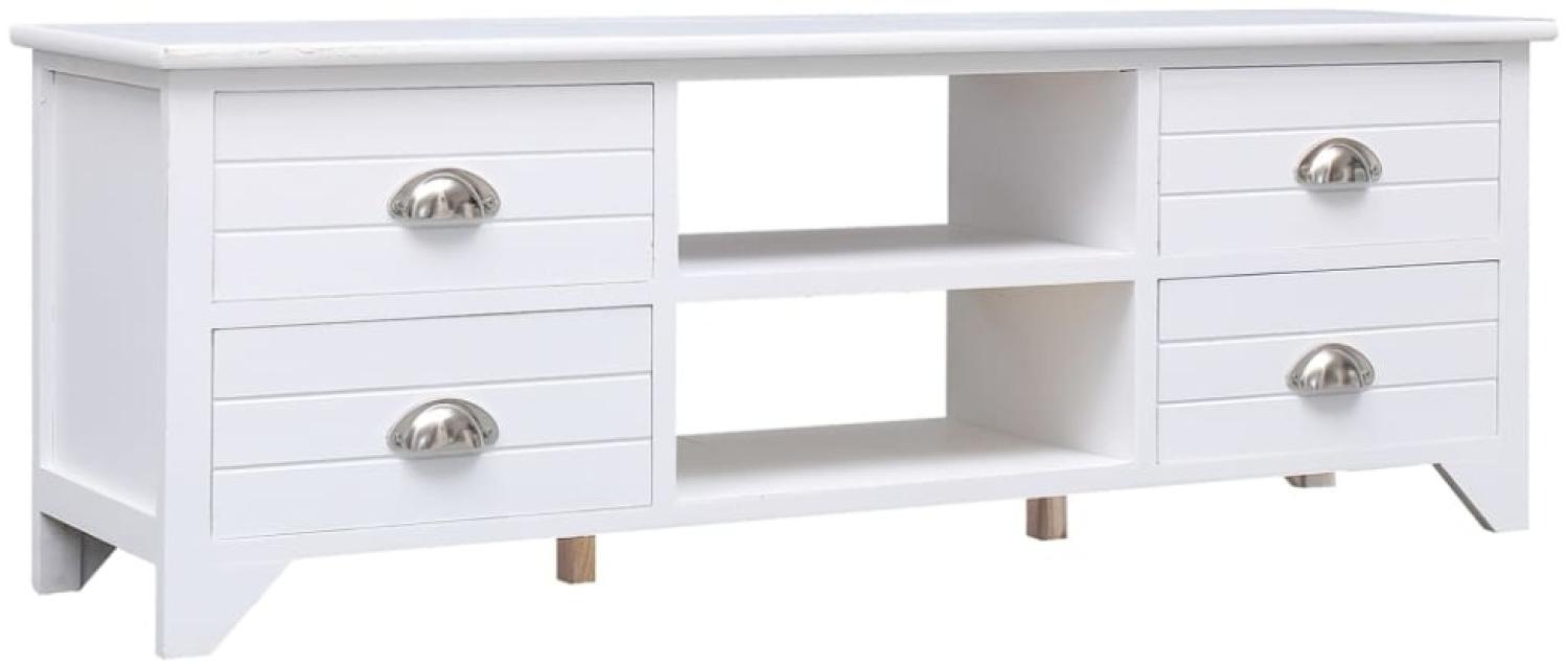 vidaXL TV-Schrank Weiß 108x30x40 cm Massivholz Paulownia 338515 Bild 1