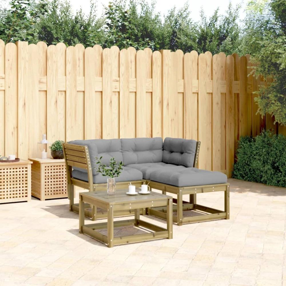 vidaXL 3-tlg. Garten-Sofagarnitur mit Kissen Kiefernholz Imprägniert 3216994 Bild 1