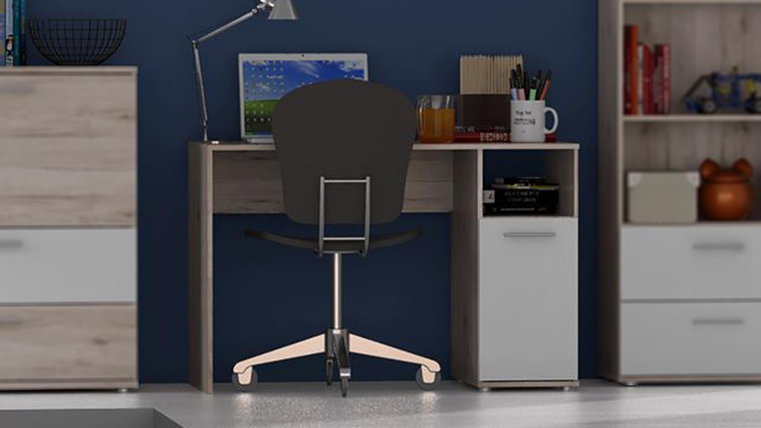 Schreibtisch STEFAN Computertisch Jugendzimmer Sandeiche und weiß Bild 1