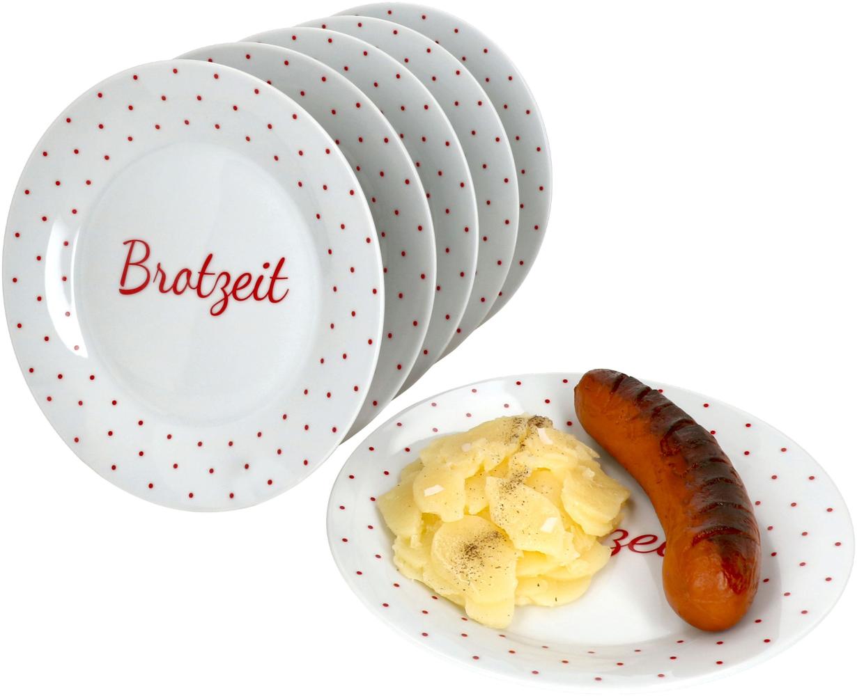 6er Set Berta Brotzeit / Bratzeit Teller 6 Personen Grill-Platt Frühstücksteller Bild 1