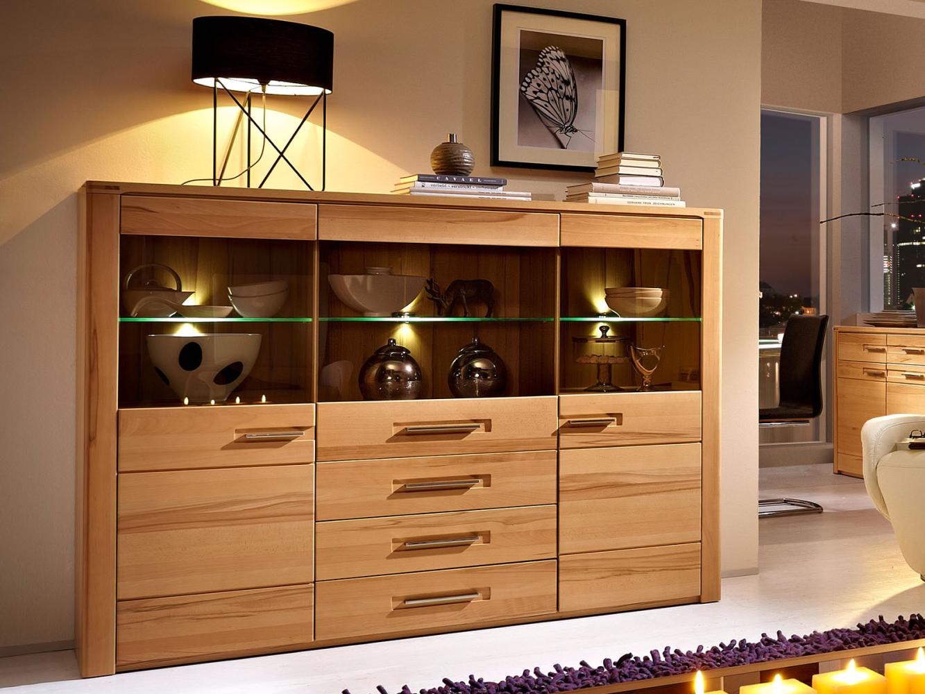 Highboard >Nature Plus< in Kernbuche aus Metall - 172x128x42cm (BxHxT) Bild 1