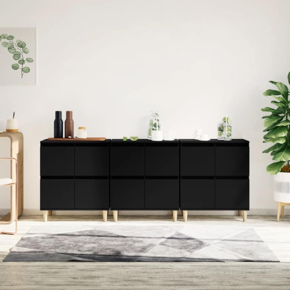 vidaXL Sideboards 3 Stk. Schwarz 60x35x70 cm Holzwerkstoff 3185768 Bild 1