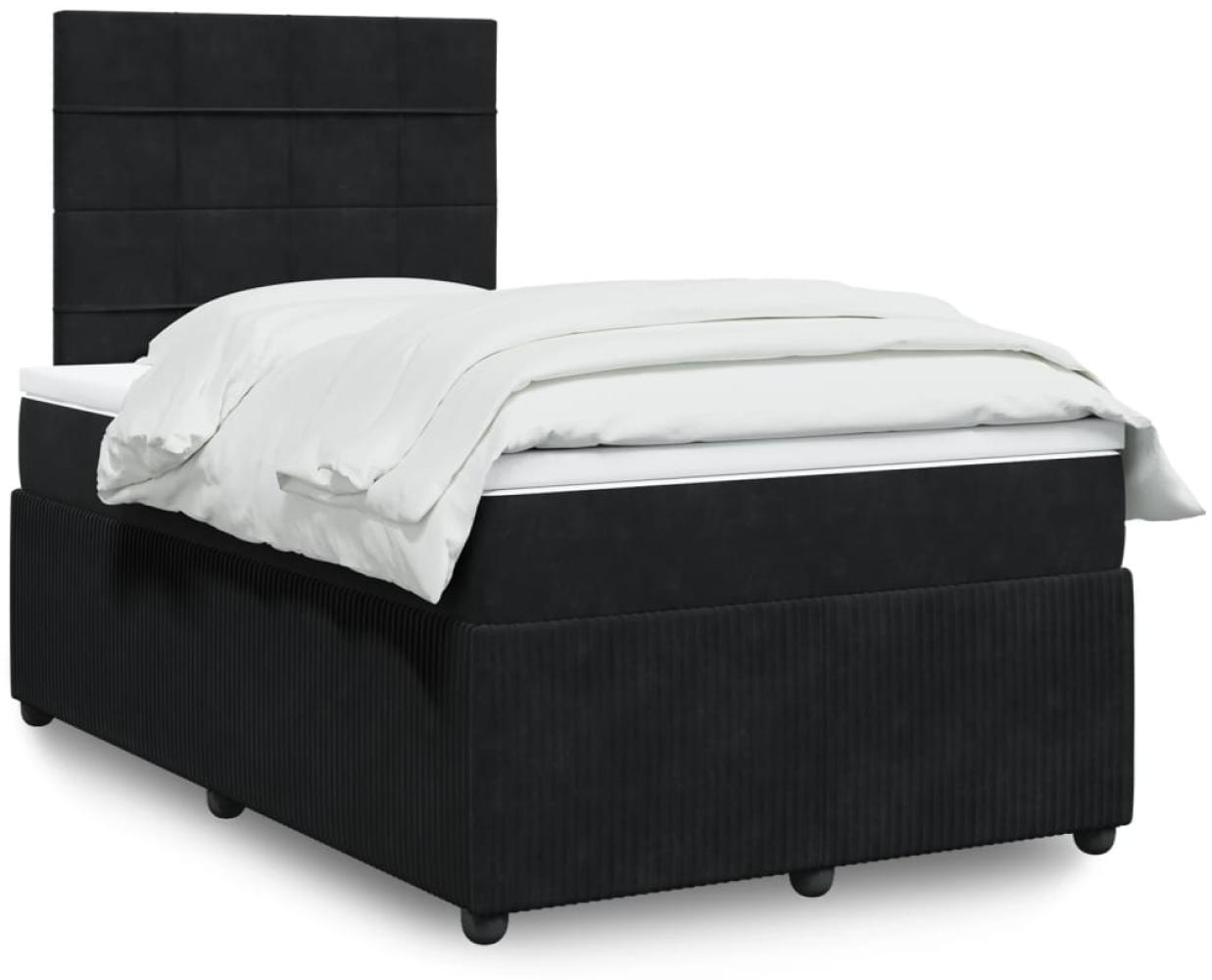 vidaXL Boxspringbett mit Matratze Schwarz 120x200 cm Samt 3294612 Bild 1