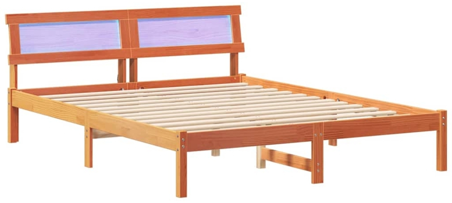 vidaXL Bettrahmen Wachsbraun 150 x 200 cm Massives Kiefernholz 872817 Bild 1