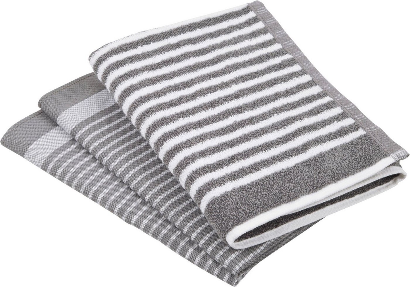 ROSS Geschirrtuch Exclusiv, (Set, 3-tlg), 1x Küchen-Frottiertuch 50x50 cm Streifen u. 2x Geschirrtücher 50x70 cm Bild 1