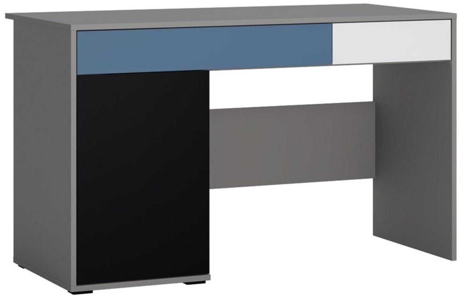 Jugendzimmer Schreibtisch LIIVA-129 in grau mit schwarz, weiß, blau, B/H/T: ca. 124,4/76/60,1 cm Bild 1