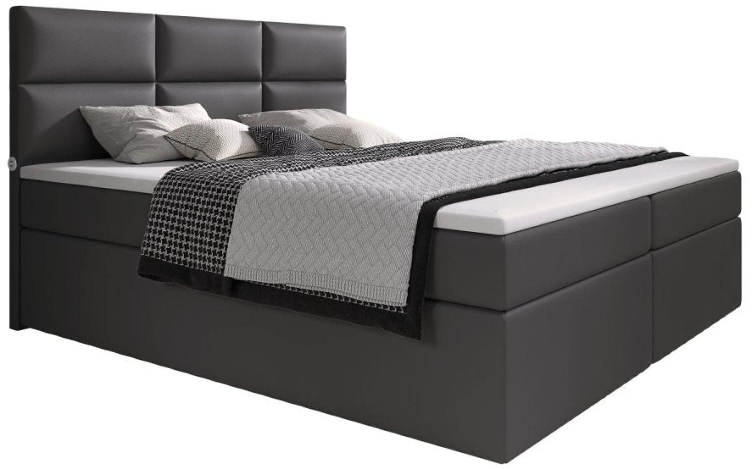 Boxspringbett Carre mit USB 120x200 H4 Grau Bild 1