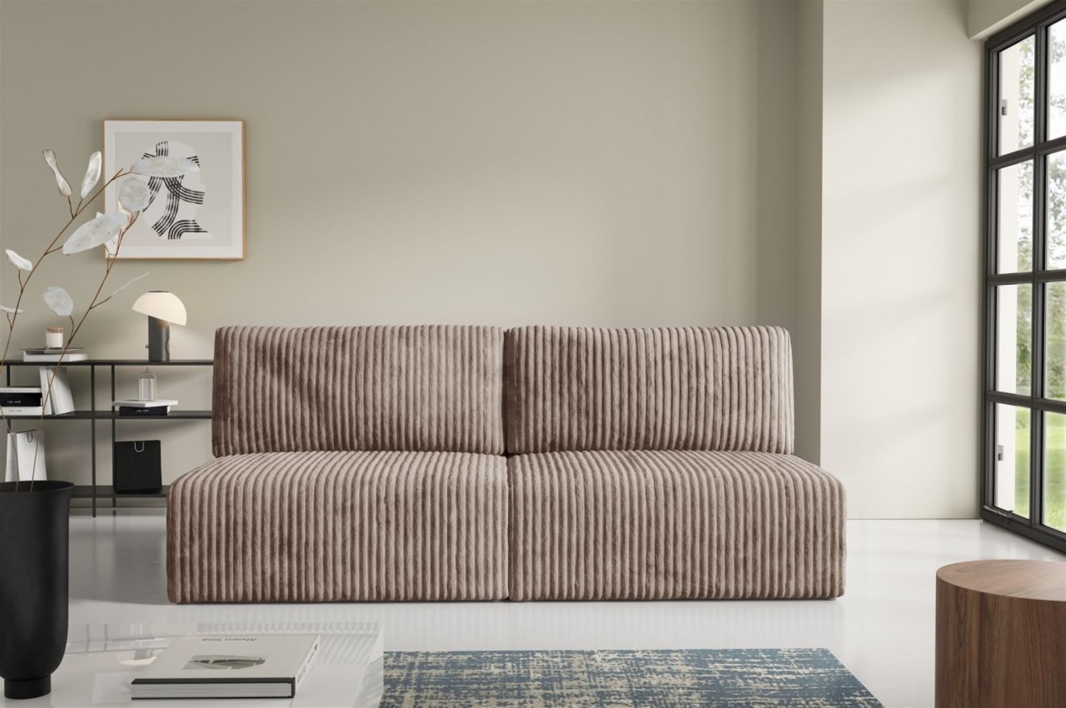 Sofa 3-Sitzer mit Schlaffunktion NATALIA XS in Stoff Tilia Beige Bild 1